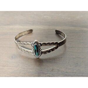 9.68g Maisel's Turquoise Native Cuff Bracelet Sterling Silver Vintage